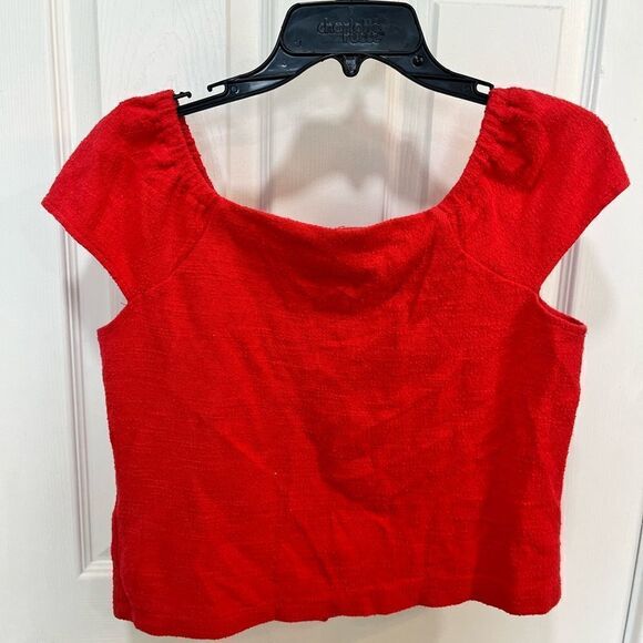 Madewell Texture & Thread Red Button Down Short Sleeve - Picture 8 of 8